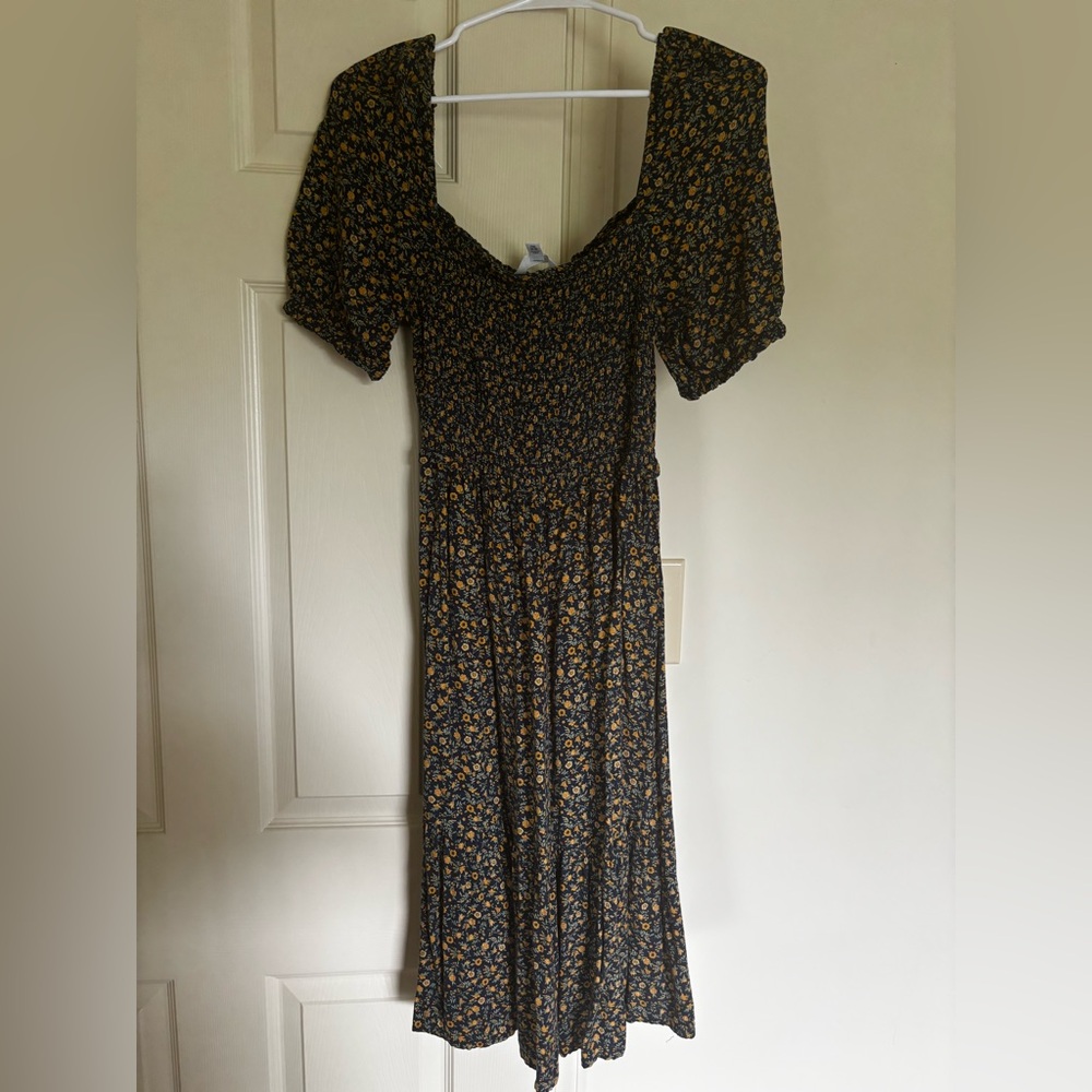 Time and Tru Black and Yellow Floral Dress